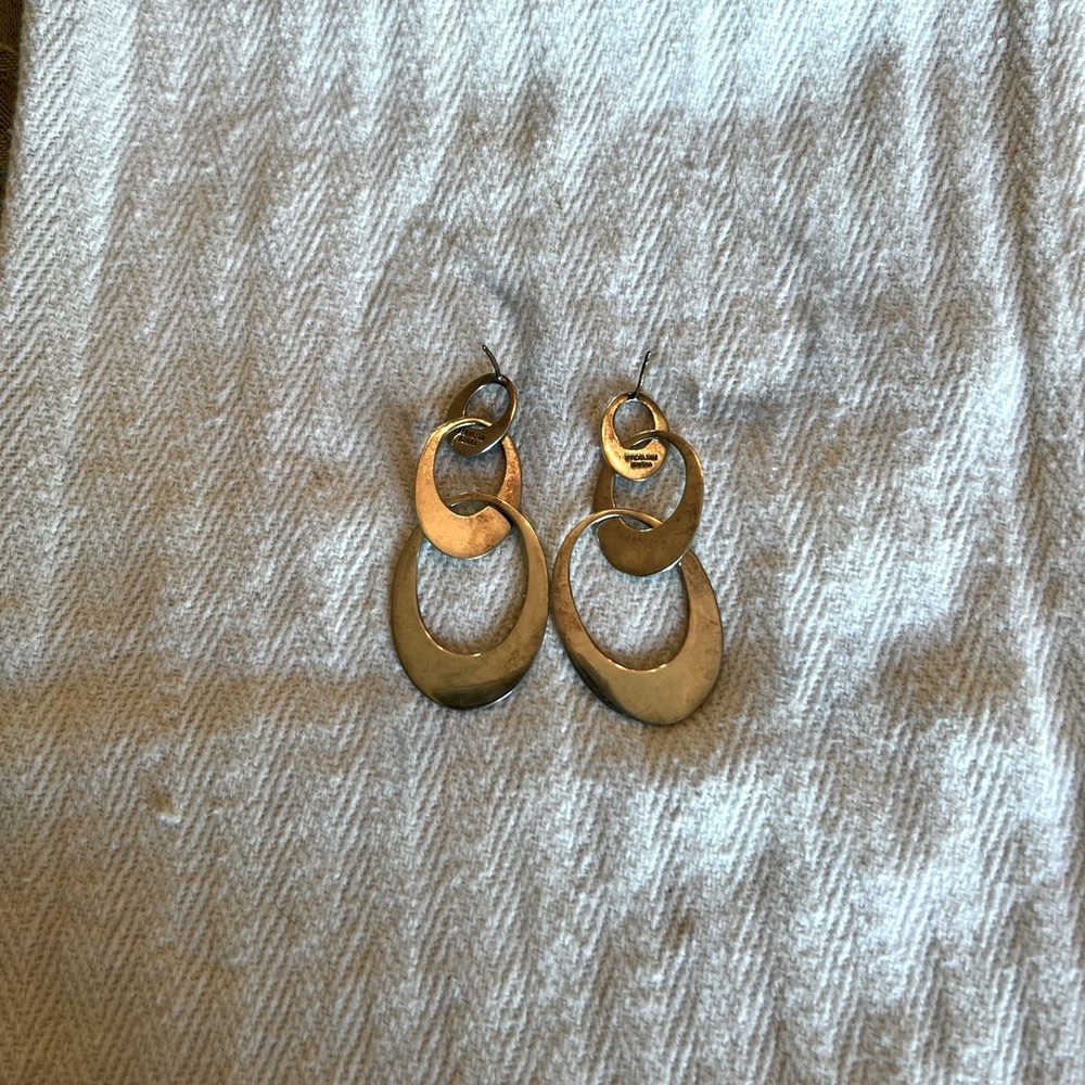 Gold Crescent Teardrop Earrings